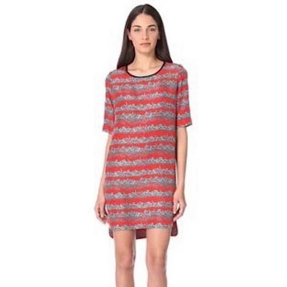 Veronica Beard Red Floral Silk Classic Shift Dress Size 4